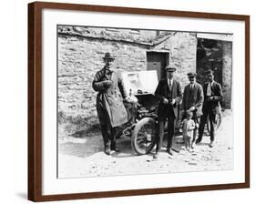 Bedford Standing at the Front of a Car, with Onlookers-null-Framed Photographic Print