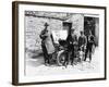 Bedford Standing at the Front of a Car, with Onlookers-null-Framed Photographic Print