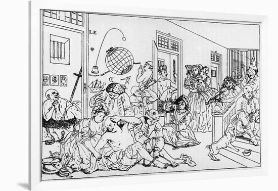 Bedlam Mental Institution, from Series Rake's Progress, by William Hogarth (1697-1764)-William Hogarth-Framed Giclee Print