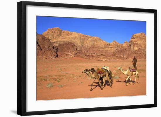 Bedouin and Camels, Wadi Rum, Jordan, Middle East-Neil Farrin-Framed Photographic Print