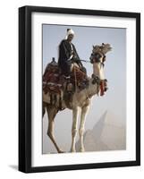 Bedouin Guide on Camel-Back Overlooking the Pyramids of Giza, Cairo, Egypt-Mcconnell Andrew-Framed Photographic Print