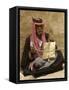 Bedouin Man in Traditional Dress Playing a Musical Instrument, Beida, Jordan, Middle East-Sergio Pitamitz-Framed Stretched Canvas
