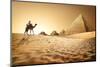 Bedouin on Camel near Pyramids in Desert-Givaga-Mounted Photographic Print