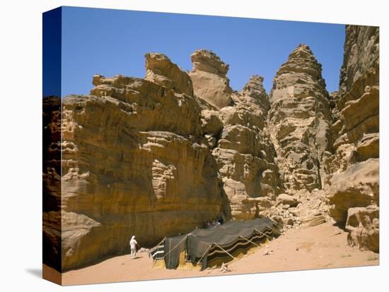 Bedouin Tent and Rocks of the Desert, Wadi Rum, Jordan, Middle East-Alison Wright-Stretched Canvas