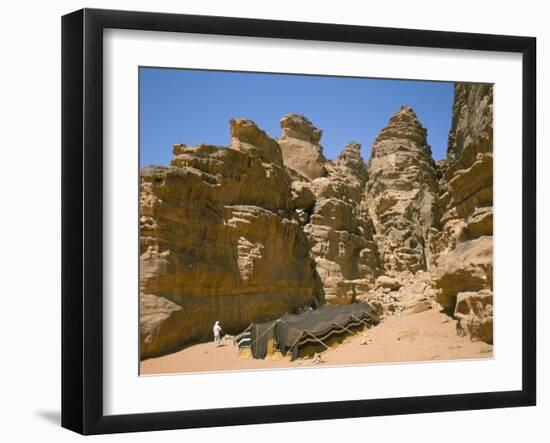 Bedouin Tent and Rocks of the Desert, Wadi Rum, Jordan, Middle East-Alison Wright-Framed Photographic Print