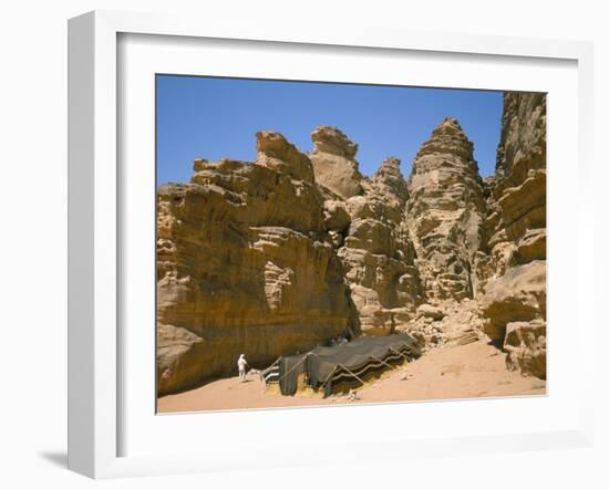 Bedouin Tent and Rocks of the Desert, Wadi Rum, Jordan, Middle East-Alison Wright-Framed Photographic Print