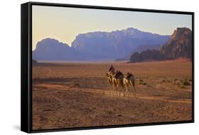 Bedouin with Camels, Wadi Rum, Jordan, Middle East-Neil Farrin-Framed Stretched Canvas