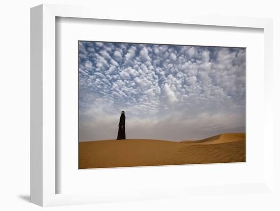 Bedouin woman in the desert. Abu Dhabi, UAE.-Tom Norring-Framed Photographic Print