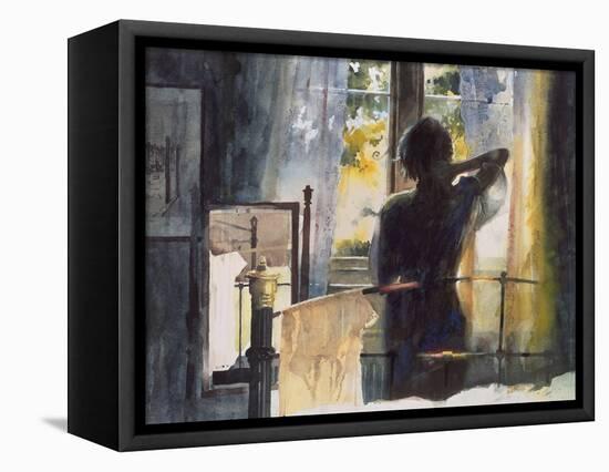 Bedroom at Arlow Road-John Lidzey-Framed Stretched Canvas