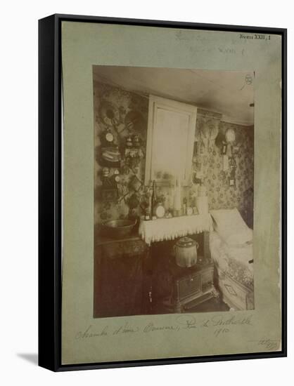 Bedroom of a Female Worker, Rue De Belleville, Paris, 1910-Eugene Atget-Framed Stretched Canvas