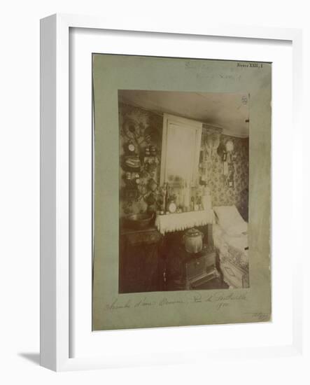 Bedroom of a Female Worker, Rue De Belleville, Paris, 1910-Eugene Atget-Framed Giclee Print