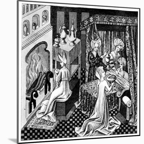 Bedroom Scene, 15th Century-null-Mounted Giclee Print