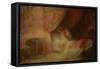 Bedroom Scene Bathed in Light (Oil on Card)-Victor Lecomte-Framed Stretched Canvas