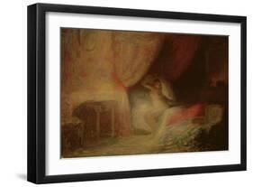 Bedroom Scene Bathed in Light (Oil on Card)-Victor Lecomte-Framed Giclee Print