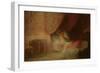 Bedroom Scene Bathed in Light (Oil on Card)-Victor Lecomte-Framed Giclee Print