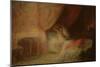 Bedroom Scene Bathed in Light (Oil on Card)-Victor Lecomte-Mounted Giclee Print