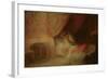 Bedroom Scene Bathed in Light (Oil on Card)-Victor Lecomte-Framed Giclee Print