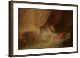 Bedroom Scene Bathed in Light (Oil on Card)-Victor Lecomte-Framed Giclee Print