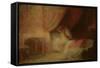 Bedroom Scene Bathed in Light (Oil on Card)-Victor Lecomte-Framed Stretched Canvas