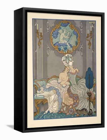 Bedroom Scene from 'Les Liaisons Dangereuses' by Pierre Choderlos De Laclos (1741-1803) Pub. 1934 (-Georges Barbier-Framed Stretched Canvas