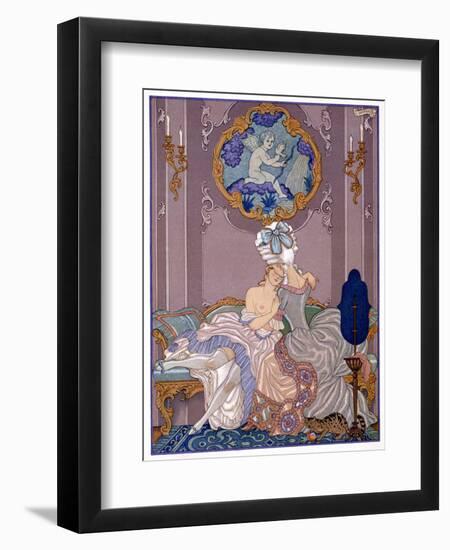 Bedroom Scene from "Les Liaisons Dangereuses" by Pierre Choderlos De Laclos Published 1920s-Georges Barbier-Framed Giclee Print