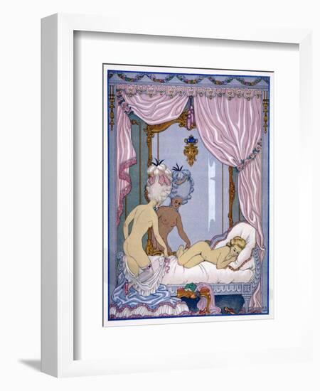 Bedroom Scene from "Les Liaisons Dangereuses" by Pierre Choderlos De Laclos Published 1920s-Georges Barbier-Framed Giclee Print