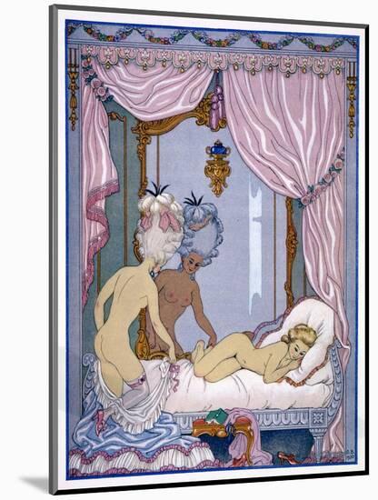 Bedroom Scene from "Les Liaisons Dangereuses" by Pierre Choderlos De Laclos Published 1920s-Georges Barbier-Mounted Giclee Print