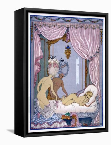 Bedroom Scene from "Les Liaisons Dangereuses" by Pierre Choderlos De Laclos Published 1920s-Georges Barbier-Framed Stretched Canvas