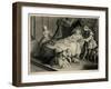 Bedroom Scene with a Couple, Two Servants and a Dog-null-Framed Art Print