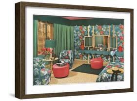 Bedroom with Floral Patterns-null-Framed Art Print
