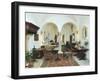 Bedroom with Renaissance-Style Florentine Furniture and 15th Century Sicilian Wrought-Iron Bed-null-Framed Giclee Print