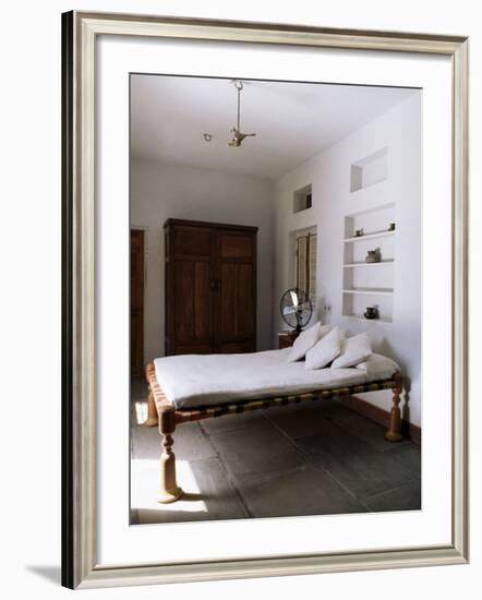 Bedroom with Traditional Low Slung Bed or Charpoy in a Home in Amber, Near Jaipur, India-John Henry Claude Wilson-Framed Photographic Print