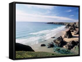 Bedruthan Steps Cornwall England-null-Framed Stretched Canvas