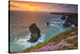 Bedruthan Steps, Newquay, Cornwall, England, United Kingdom-Billy Stock-Stretched Canvas