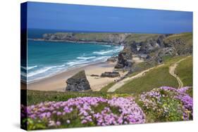 Bedruthan Steps, Newquay, Cornwall, England, United Kingdom-Billy Stock-Stretched Canvas