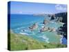 Bedruthan Steps, North Coast, Cornwall, England, UK-Roy Rainford-Stretched Canvas