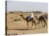 Bedu Rides His Camel Amongst the Sand Dunes in the Desert-John Warburton-lee-Stretched Canvas