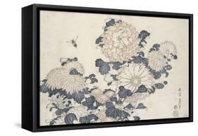 Bee and Chrysanthemums, from the Series Big Flowers-Katsushika Hokusai-Framed Stretched Canvas