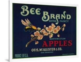 Bee Apple Crate Label - San Francisco, CA-Lantern Press-Framed Art Print