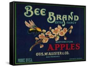 Bee Apple Crate Label - San Francisco, CA-Lantern Press-Framed Stretched Canvas