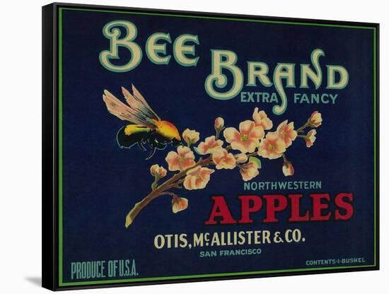Bee Apple Crate Label - San Francisco, CA-Lantern Press-Framed Stretched Canvas
