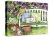 Bee Happy Bench In Lilacs and Birds-Melinda Hipsher-Stretched Canvas