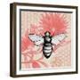 Bee on Pink Flower Square-Elizabeth Medley-Framed Art Print