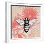 Bee on Pink Flower Square-Elizabeth Medley-Framed Art Print