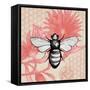 Bee on Pink Flower Square-Elizabeth Medley-Framed Stretched Canvas