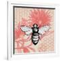 Bee on Pink Flower Square-Elizabeth Medley-Framed Art Print