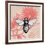 Bee on Pink Flower Square-Elizabeth Medley-Framed Art Print