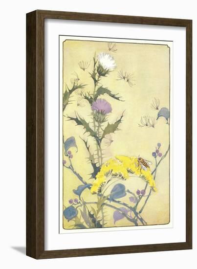 Bee on Thistle-null-Framed Art Print