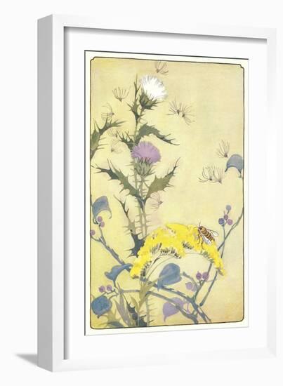 Bee on Thistle-null-Framed Art Print