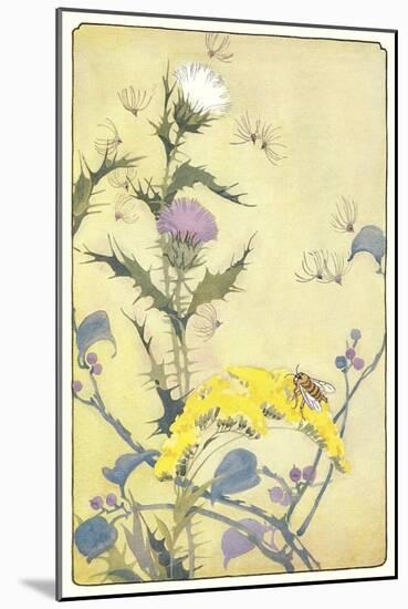 Bee on Thistle-null-Mounted Art Print